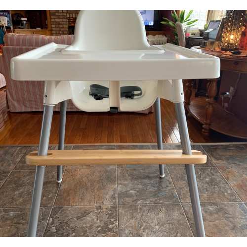 Bamboo Adjustable Footrest for IKEA High Chair, Antilop Highchair Foot Rest, O-Rings and Support Clamps Included