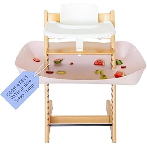 CATCHY -Food Catcher-Compatible with Stokke Tripp Trapp High Chair +11 Other High Chairs-Highchair Sold Separately-Baby & Toddler Food & Mess Catcher-Premium Linen Inspired -Under High Chair Accessory