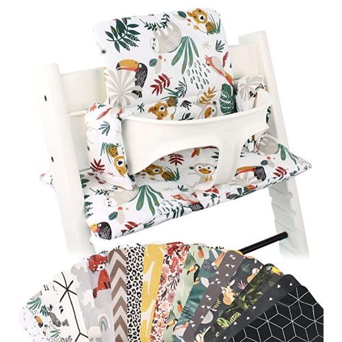 Ukje | Cushion fit for Stokke Tripp Trapp | White Monkey Cushion for Tripp Trapp High Chair l Seat Cover Compatible with Stokke Tripp Trapp Baby Chair l Seat Cushion Made in Europe