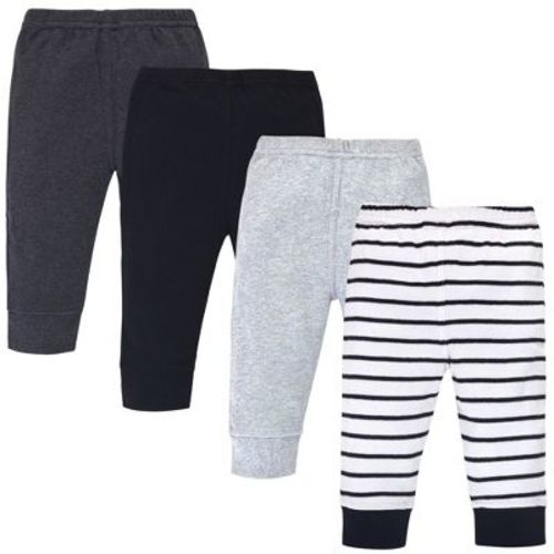 Touched by Nature Baby and Toddler Organic Cotton Pants 4pk, Gray Black Stripe, 18-24 Months