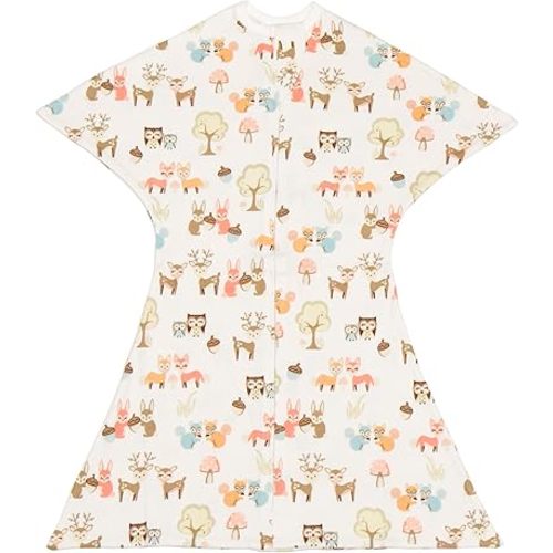 SleepingBaby Zipadee-Zip Transition Swaddle - Cozy Baby Swaddle Blanket with Zipper Convenience - Roomy Wearable Blanket for Easy Diaper Changes - Woodlands, X-Small (3-6 Month)