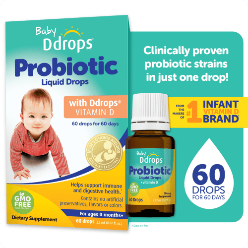 Baby Ddrops Probiotic Liquid Drops with Ddrops Vitamin D, 0.07 fl oz