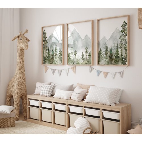 Mountain Nursery Decor, Forest Wall Art, Nursery Wall art, Forest nursery decor, Adventure nursery, Forest Print, Mountain Wood Wall Art