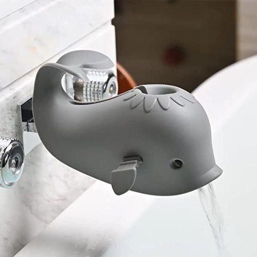 Faucet Cover Bathtub Baby Tub - Bath Spout Cover Baby Bathtub, Faucet Cover Baby Bathtub Silicone Whale for Kids, Toddler, Infant - Grey