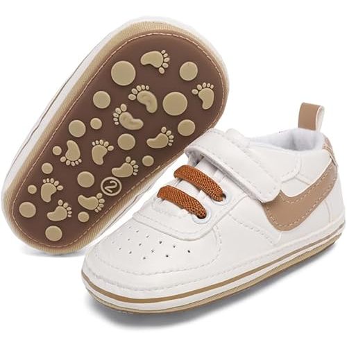Clowora Unsex Baby Shoes Boys Girls Infant Sneakers Non-Slip Soft Rubber Sole Toddler Crib First Walker Lightweight Shoes