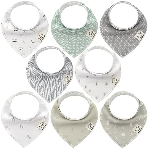 KeaBabies 8-Pack Organic Baby Bandana Drool Bibs for Boys Girls - Soft Cotton Drooling & Teething Bibs for Infants, Toddlers, Super Absorbent Cotton Bandana Bibs for Baby Boy & Girl, Unisex (Nordic)