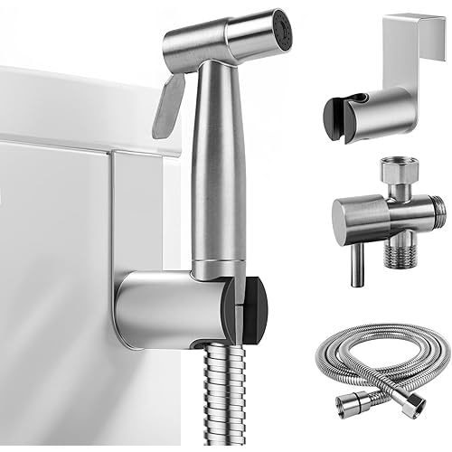 2025 Upgraded Handheld Bidet Sprayer for Toilet, Premium Stainless Steel Baby Cloth Diaper Spraying Kit, Adjustable Water Pressure Toilet Sprayer with Bidet Hose