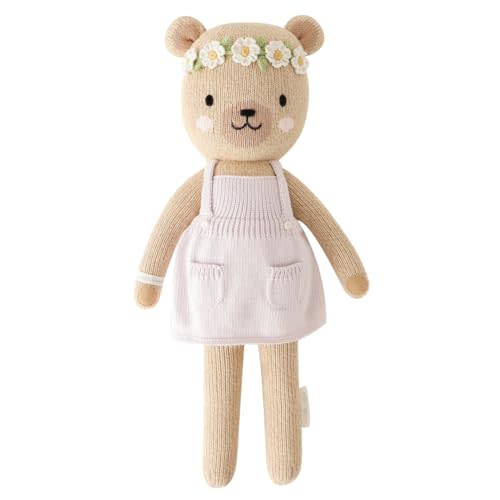 cuddle + kind Olivia The Honey Bear Regular 20" Hand-Knit Doll – 1 Doll = 10 Meals, Fair Trade, Heirloom Quality, Handcrafted in Peru, 100% Cotton Yarn