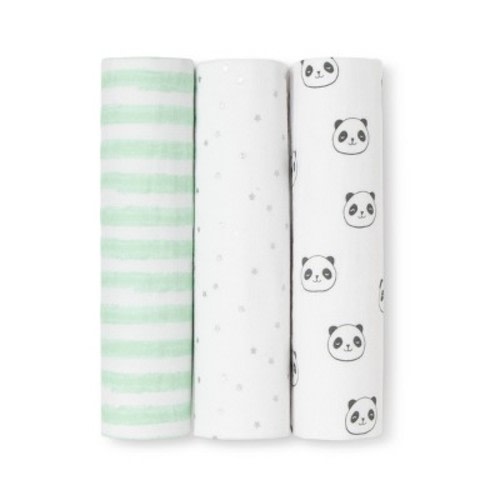 Muslin Swaddle Blankets Pandas 3pk - Cloud Island™