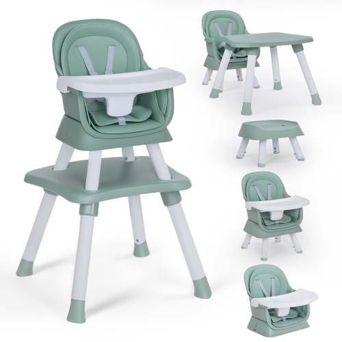 AILEEKISS 8 in 1 Baby High Chair, Toddler Dining Booster Seat, Green for 6-36 Months
