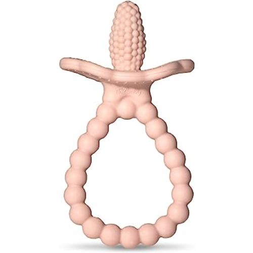 RaZbaby RaZberry Plus Baby Teether – Easy-to-Hold Toy for Front & Back Teething Relief, BerryBumps Texture for Sensory Development, Soothes Sore Gums, BPA-Free, Great Gift for Babies 3M+ – Pink