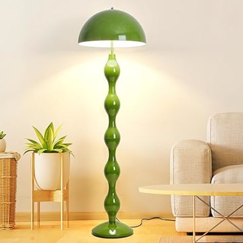 Unique Floor Lamp Creative Green Mushroom Lamp Standing Lamp with 45CM Wide Iron Shade and Foot Switch Modern Floor Light for Living Room, Bedroom, Office, Corner, 3 Color Temperatures