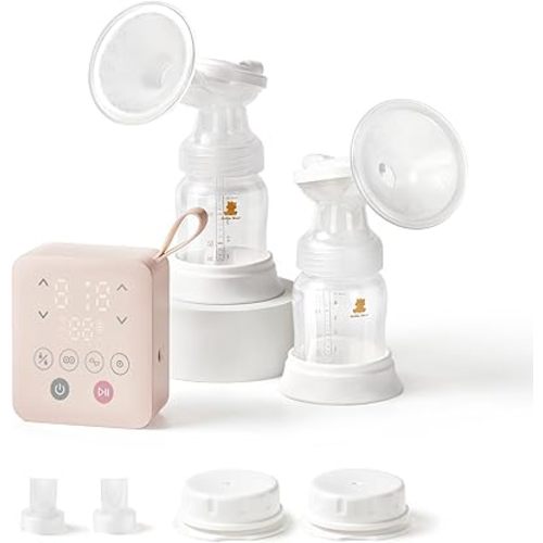 Snow Bear Electric Breast Pump, 4 Pumping Modes & 9 Intensity Levels, Portable Split-Tube Design for Double/Single Use 2500mAh Battery, Fast Charging, Quiet & Easy to Clean