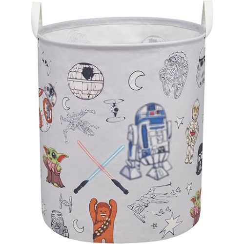 Star Wars Room Nursery Decor,Baby Laundry Large Hamper Foldable With Waterproof Pe Coating,Dirty Clothes Basket Featuring The Child,Bedroom,Bathroom Set,Toy Bin,Boys and Girls Birthday Gifts (round)