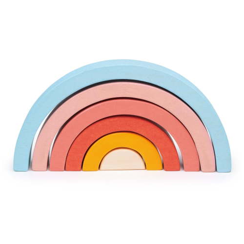 Mentari Toys - Sunset Tunnel - 6pcs Wooden Stacking Rainbow for Toddlers - Open-Ended Play Toy - Age 18m+