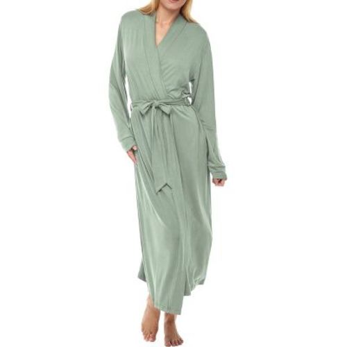 ADR Women's Lightweight Cotton Robe, Classic Soft Knit Long Lounge Robe with Pockets