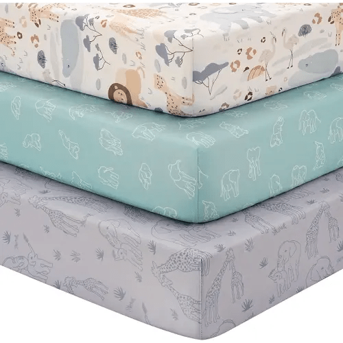 Baby Crib Sheets for Boys Girls, Fitted Crib Sheet Neutral 3 Pack for Standard Crib and Toddler Mattress, Breathable Soft Microfiber Baby Sheet 28x52x8in Elephant