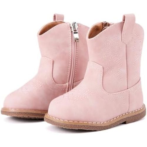 BMCiTYBM Baby Cowboy Cowgirl Boots Infant Western Boots Toddler Boys Girls Round Toe Riding Mid Calf Boots All Seasons for 6 9 12 18 24 Months