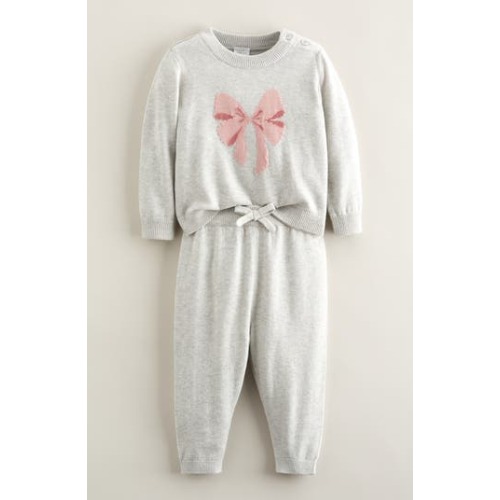 Icon Snuggle Intarsia Bow Sweater & Joggers Set, 3M
