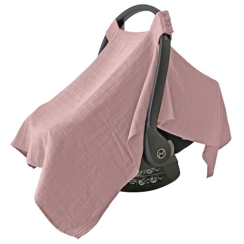 100% Organic Muslin Baby Car Seat Cover Muslin Carseat Canopy Baby Car Seat Covers for Girls (Pale Mauve)