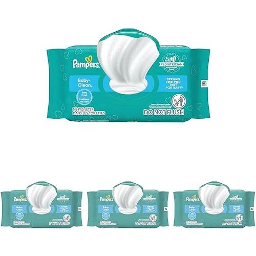 Pampers Baby Clean Wipes, Baby Fresh Scented, 1 Flip-Top Pack (72 Wipes Total) (Pack of 4)