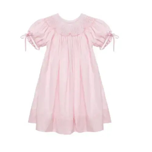 Pink Smocked Heirloom Dress with Ribbons on the Sleeves – Pleats and Stitches (Size 18 Months)