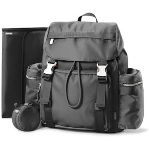 Diaper Bag Backpack Insulated Pockets Water Resistant Travel Essentials Baby Bag with Changing Pad, Pacifier Case & Stroller Straps, Multipurpose Travel Back Pack Moms Dads Black