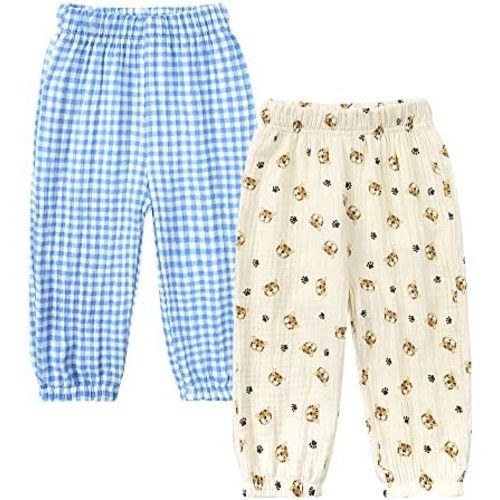 MYGBCPJS Baby Boys Girls Cotton Linen Trousers Kids Casual Ankle Pants Loose Long Bloomers