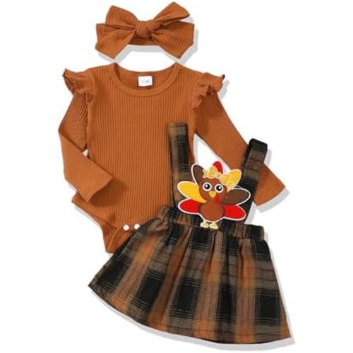 Newborn Infant Baby Girl Dress Clothes Winter Outfits Top Romper Overalls Dresses Suspender Skirt Set for Girls