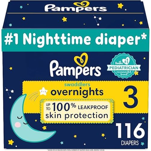 Pampers Swaddlers Overnights Diapers - Size 3, 116 Count, Disposable Baby Diapers, Night Time Skin Protection