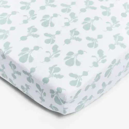 Organic Cotton Crib Sheets by Lewis - Radish in Agave
