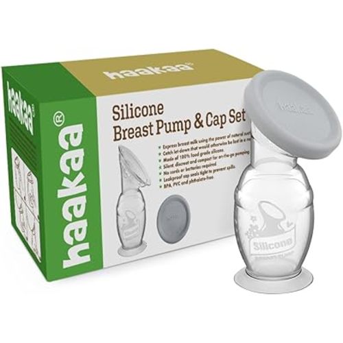 Haakaa Gen 2 Silicone Breast Pump with Suction Base and Leak-Proof Silicone Cap, 5 oz/150 ml, BPA PVC and Phthalate Free 1 Count (Pack of 1)