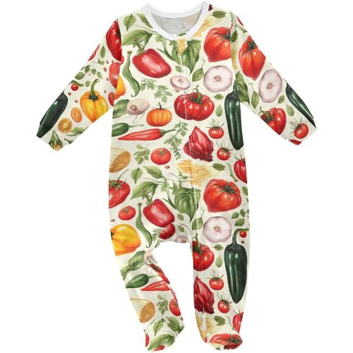 J JOYSAY Peppers Carrots Tomatoes Vegetables Baby One-Piece Footies Cotton Baby Girl Pajamas