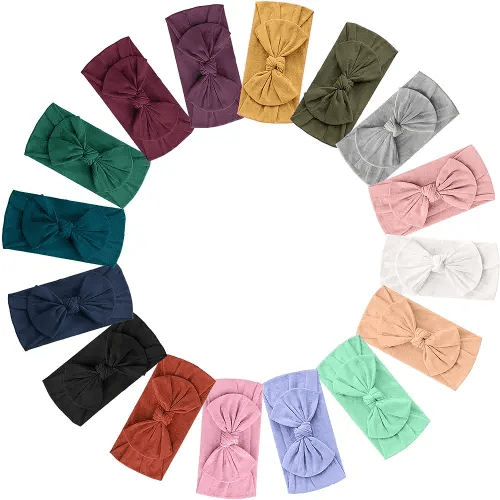 Prohouse 16PCS Baby Nylon Headbands Hairbands Hair Bow Elastics for Baby Girls Newborn Infant Toddlers Kids