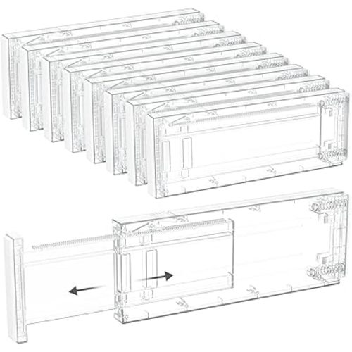 Lifewit 8 Pack Drawer Dividers 4" High, 11-17" Adjustable Dresser Drawer Organizers for Clothes, Expandable Dresser Separators in Bedroom/Bathroom/Kitchen/Vanity/Office Organization and Storage,Clear