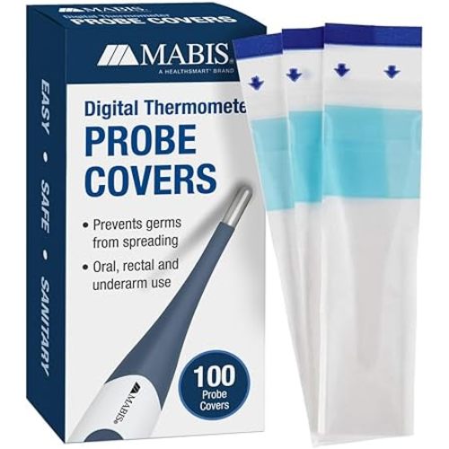 MABIS Disposable Probe Covers for Digital Thermometers, Box of 100, FSA Eligible, Can be Used Orally, Rectally or Under the Arm
