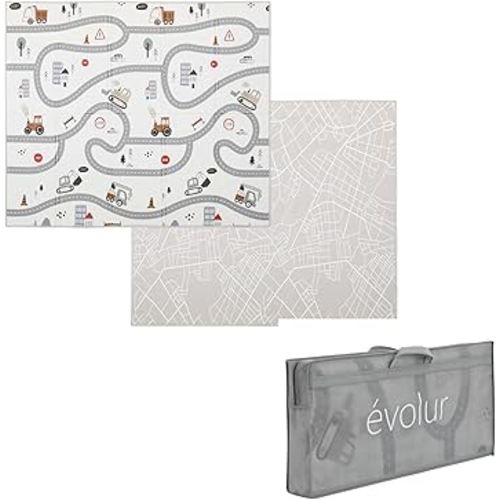 Evolur CozyCush Reversible Non-Toxic Baby Kids Playmat || Foldable Large Thick Foam Crawling Playmats for Toddlers|Waterproof Portable Playmat for Babies | Yoga/Picnic/Game Mat|Indoor/Outdoor