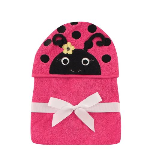 Hudson Baby Unisex Baby Cotton Animal Face Hooded Towel, Ladybug, One Size