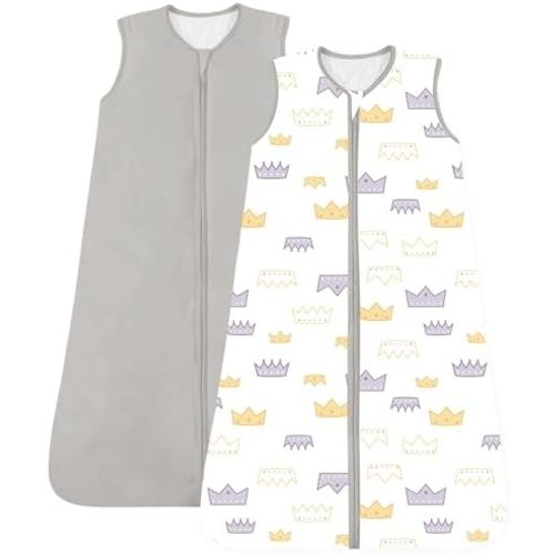 Baby Sleep Sack, 1.0 TOG Cozy Wearable Blanket, Soft Sleeping Bag with Zipper, Toddler Sleep Sack 0-3-6-12-24-4T, 2-Pack