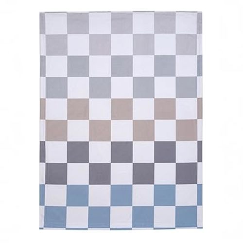 Lambs & Ivy Little Racer Soft Checkered Blue/White/Taupe Fleece Baby Blanket