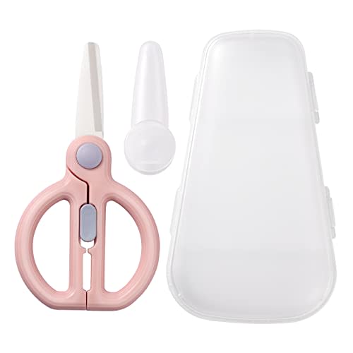 Artenny Baby Food Scissors with Travel Case, Ceramic Food Scissors Kids, Toddler Scissor with Safety Lock, Ideal for Pizza, Meats, Noodles, Vegetables, and Fruits (C)