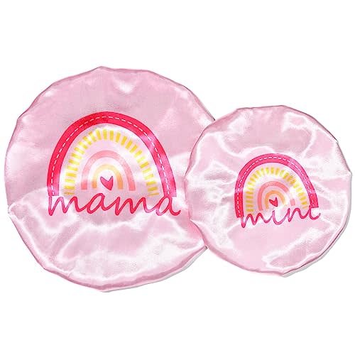 Bonnet Set Baby Mommy Bonnet Sleep Cap Baby Hair Bonnet for Women Girls Kids Toddler Curly Reversible Adjustable Pink Rainbow Hair Cap ha Double Layer
