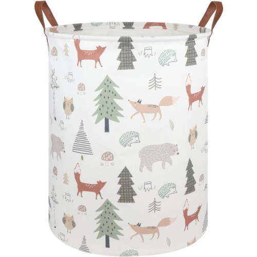 Woodland Animals Nursery Laundry Hamper - Toy Basket for Boys, Bedroom Gift Basket & Baby Decor