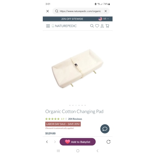 Naturepedic Changing Pad - 4-Sided