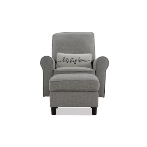 Cottage Chic Light Gray Accent Swivel Glider & Storage Ottoman