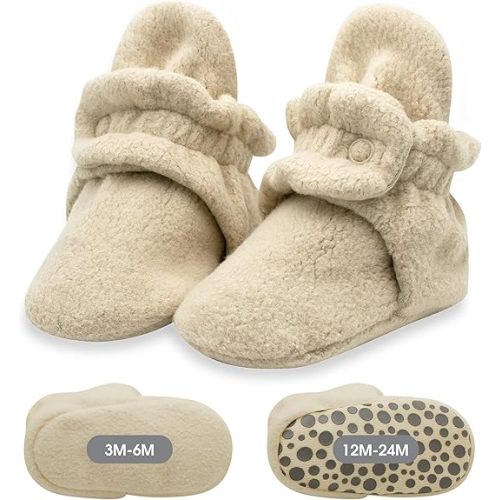 Zutano unisex-baby Cozie Fleece Baby Booties With Grippers