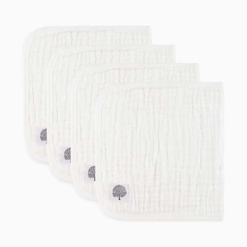 Parker Baby Co. Muslin Cotton Burp Cloths (4-Pack) - White Set