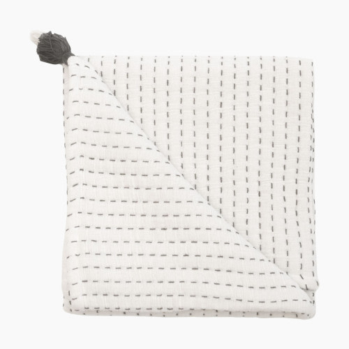 Crane Baby Stitched Stripe Blanket - White And Black