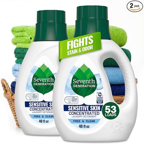 Seventh Generation Concentrated Laundry Detergent Liquid Free & Clear Fragrance Free 40 Fl Oz (Pack of 2)