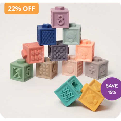Montessori Squeaky Block Set - For Babies & Toddlers Alike!